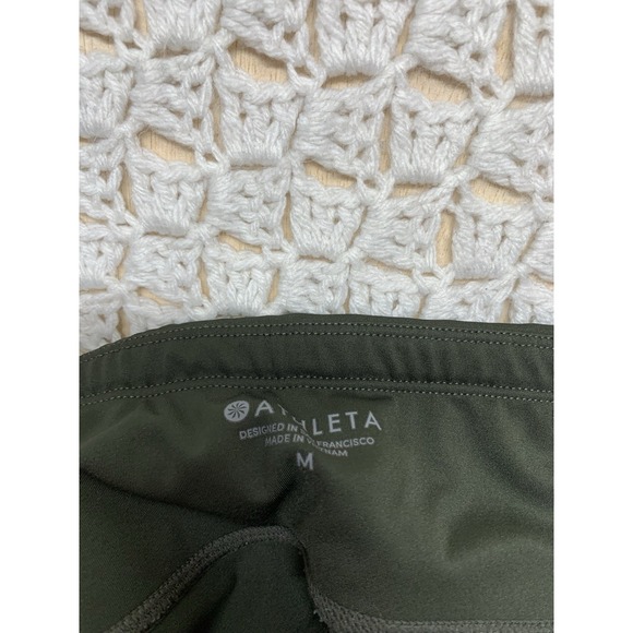 Athleta Colorblock Legging Women Sz M Contender 7/8 Tight,‎ Olive Green/White - Picture 5 of 9